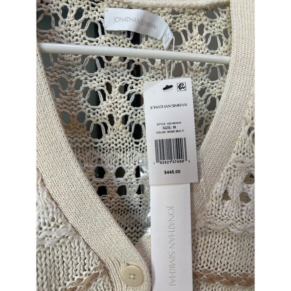 Jonathan Simkhai Joyce Cardigan Bone Multi Womens Size Medium - Picture 8 of 9